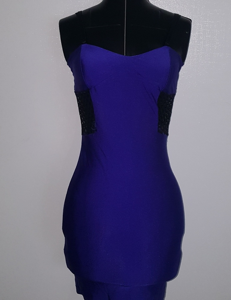 Sexy Strapless Purple Fishnet Dress Padded.Bra